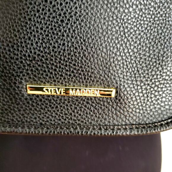Steve Madden Black Pebbled Crossbody Bag Adjustable Strap Purse Shoulder Satchel - Picture 9 of 9